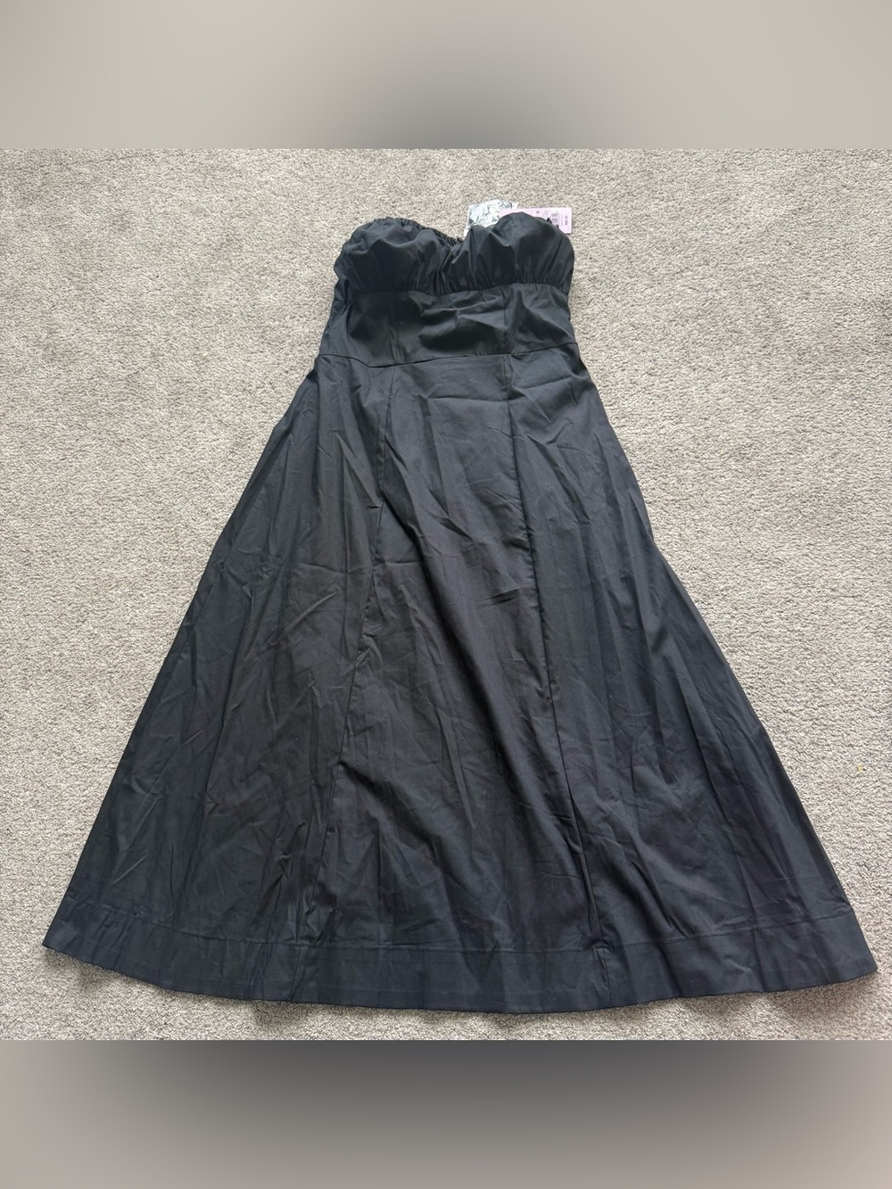 A new day Strapless (can be added) Black A-Line Midi Dress